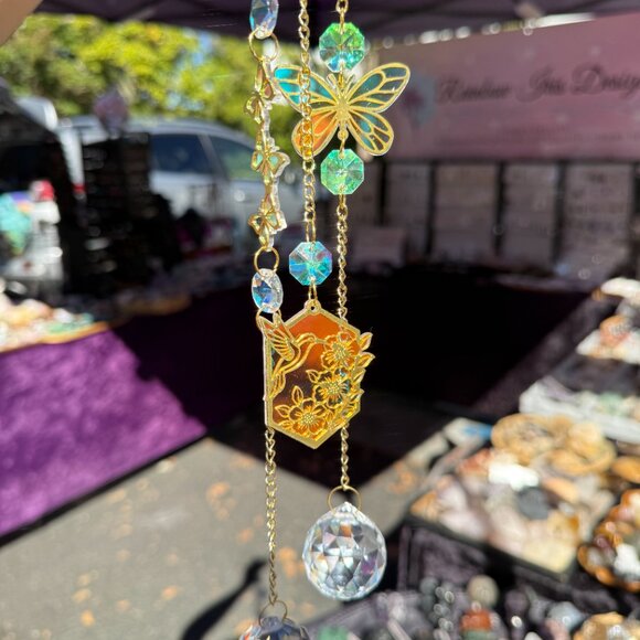 Iridescent Flower Butterfly Rainbow Suncatcher - Picture 10 of 11